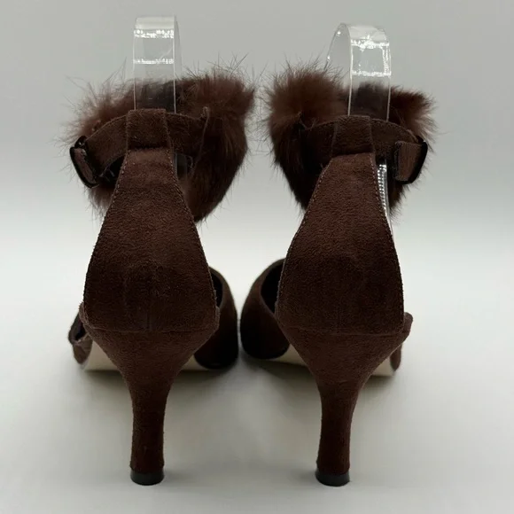 Pierre Dumas Carmela Women's Brown Micro Suede Slingback Stiletto Heels Sz 10 - Picture 10 of 16